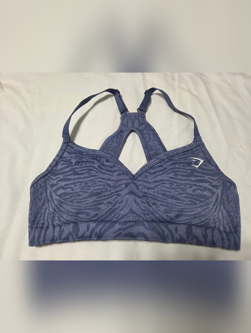 Gymshark Seamless Purple Zebra-Print Racerback Bralette. Sz S